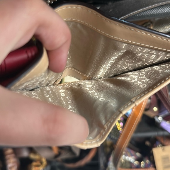 Kate Spade Red Tan Ostrich? Leather Wallet Bifold ID Card Holder - Picture 10 of 16